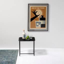 Side Table Made Of Black Metal With Gridded Top Can Be Used As Coffee Or Nightstand - thumbnail 3
