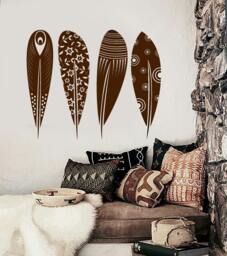 Wall Vinyl Decal Feathers Dream Catcher Symbolic Snare Abstract Modern Ethnic Ornaments Home Art Decor - #1157Dz - thumbnail 1