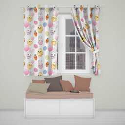 Cute Easter Bunny Chick Carrot Egg Kawaii Seamless Pattern Readymade Eyelet Ring Top Thermal 100% Blackout Curtains