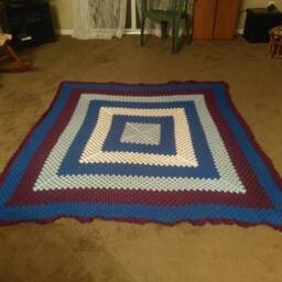 Crochet Blue, Purple, & White Throw/Blanket With Scalloped Border - thumbnail 4