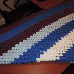 Crochet Blue, Purple, & White Throw/Blanket With Scalloped Border - thumbnail 3