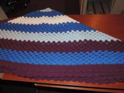 Crochet Blue, Purple, & White Throw/Blanket With Scalloped Border