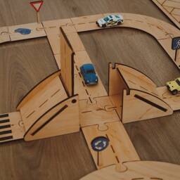 Wooden Road Track For Kids, Montessori Educational Toy, Race Track, Thankful Gift Toddler Birthday, Personalized Baby Christmas Gift - thumbnail 2