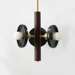 Black Veined Marble & Wenge Wood Triple Pendant Light Kitchen Island Bathroom Ceiling Foyer - thumbnail 2