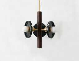 Black Veined Marble & Wenge Wood Triple Pendant Light Kitchen Island Bathroom Ceiling Foyer