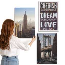 3 Piece Canvas Set - New York City Landscapes With An Inspiring Quote, Gray Wall Art Canvas, Travels Hanging - thumbnail 3