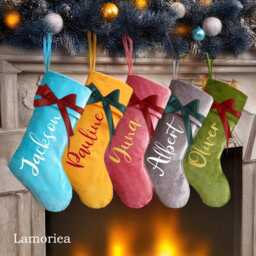 2026 Christmas Velvet Stocking With Name, Neutral Stocking, Family Christmas, Gift For Holiday Gift, Grandparents Xmas - thumbnail 2