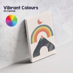 Boho Rainbow Mountain Crescent Moon Abstract Canvas Wall Art Print Decor Picture Ready To Hang - thumbnail 4