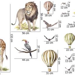 Watercolor Safari Animals Wall Decal Set Peel & Stick Nursery Decor - thumbnail 3