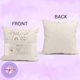 Personalised Girls Reading Cushion - Custom Name Book Pillow With Pocket Elephant Storytime For Kids Bedroom - thumbnail 3
