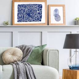 Les Cercles Blue Line Art, Navy Wall Drawing, Geometric Artwork, Simple Home Decor, Minimal Ocean Print, Decor - thumbnail 3