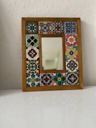 Mexican Tile Mirror, Bohemian Vintage Mirror Mosaic Talavera Tile, Art Deco , Christmas Gift