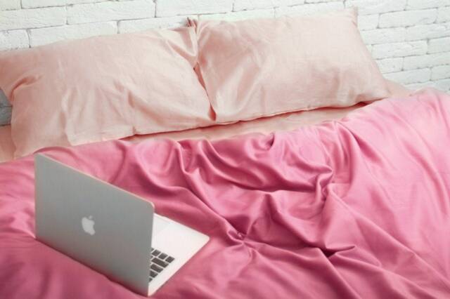 Cotton Sateen Duvet Cover Set in Peach & Pink. Cover + 2 Pillowcases. Twin Full Queen King Single Kingsingle Double Custom Bed Linen - image 1