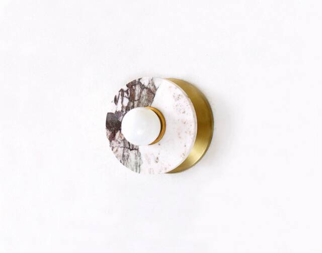 Calacatta Viola Marble & Brass Minimalist Sconce Light Vanity Lighting Bathroom Fixture Foyer Bedside - image 1
