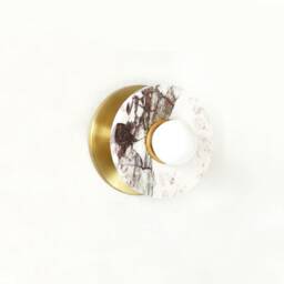 Calacatta Viola Marble & Brass Minimalist Sconce Light Vanity Lighting Bathroom Fixture Foyer Bedside - thumbnail 2