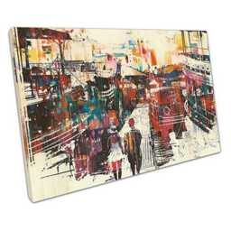 Romantic Couple Walking Canvas Art - Ready To Hang Wall Decor For Home Office - thumbnail 1