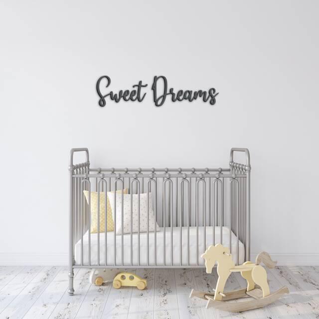 Nursery Wall Art Sweet Dreams Laser Cut Sign - Acrylic Mounted On Wood, Matte Finish, 3 Sizes Available - image 1