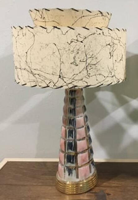 Mid Century Vintage Style Tapered 2 Tier Fiberglass Lamp Shade Modern Atomic Ivory T2 - image 1
