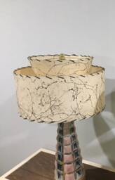 Mid Century Vintage Style Tapered 2 Tier Fiberglass Lamp Shade Modern Atomic Ivory T2 - thumbnail 2