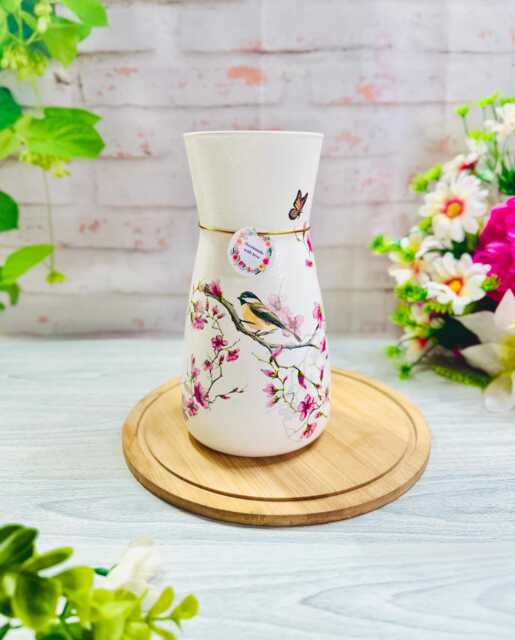 Handmade Decoupaged Glass Vase, Bird Vase, Animal Vase Animal Gifts Bird Coasters, Decor, Gift For Her, Gift Mum, Birthday Gift - image 1