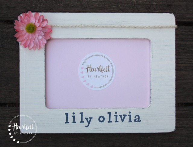 Personalized Baby Girl Picture Frame - Hand-Painted, Vanilla White, Floral Decor - image 1