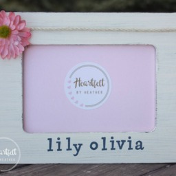 Personalized Baby Girl Picture Frame - Hand-Painted, Vanilla White, Floral Decor - thumbnail 2