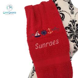 Nautical Towel - Personalised Face Cloth/Hand Bath = Embroidered - thumbnail 1