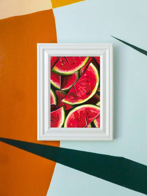 Watermelon Watercolor Painting Print For Modern Kitchen Wall Art By Palestinian Artist - image 1