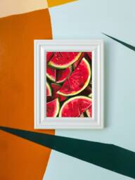 Watermelon Watercolor Painting Print For Modern Kitchen Wall Art By Palestinian Artist - thumbnail 1