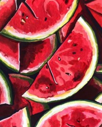 Watermelon Watercolor Painting Print For Modern Kitchen Wall Art By Palestinian Artist - thumbnail 3