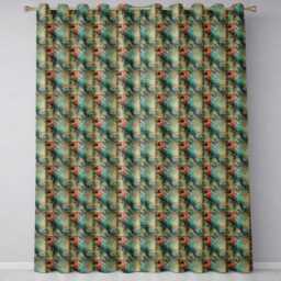 Tropical Parrot Vintage Jungle Art Seamless Pattern Readymade Eyelet Ring Top Thermal 100% Blackout Curtains - thumbnail 2