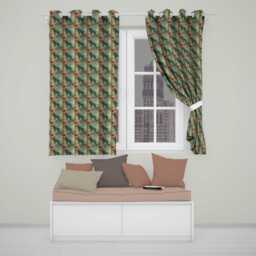 Tropical Parrot Vintage Jungle Art Seamless Pattern Readymade Eyelet Ring Top Thermal 100% Blackout Curtains - thumbnail 1