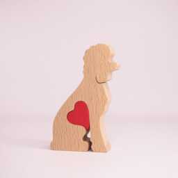 Personalised Wooden Poodle Figurine, Dog Memorial Statue, Mother's Day Gift For Dog Mum, Engraved Heart - thumbnail 3