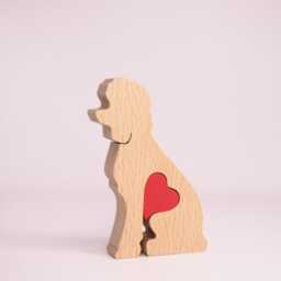 Personalised Wooden Poodle Figurine, Dog Memorial Statue, Mother's Day Gift For Dog Mum, Engraved Heart - thumbnail 2