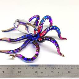 5 Inches Octopus Figurines Hand Painted Multi-Color Blown Glass Art Gold Trim Animals Collectible Gift Home Decor - thumbnail 2
