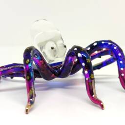 5 Inches Octopus Figurines Hand Painted Multi-Color Blown Glass Art Gold Trim Animals Collectible Gift Home Decor - thumbnail 3