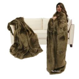 Burgundy Shag Faux Fur Throw Blanket - Minky Cuddle Lining, Usa - thumbnail 3