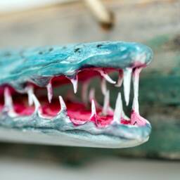 Hand Carved Reclaimed Wood Barracuda Sculpture - Caribbean Instinct Wall Art - thumbnail 3