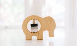 Wooden Elephant Baby Rattle Organic Bannor Toy