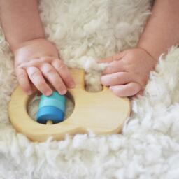 Wooden Elephant Baby Rattle Organic Bannor Toy - thumbnail 3