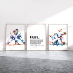Jiu Jitsu Poster Set - 3 Prints - Wall Art Gifts Martial Arts Gift Definition Boys Bedroom Decor Kids Watercolour Artwork - thumbnail 2