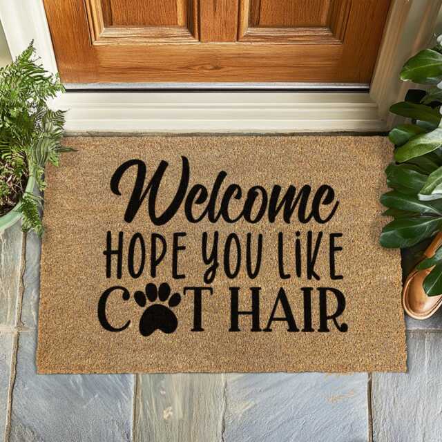 Welcome Doormat - Hope You Like Cat Hair, Funny Pet Lover Entry Rug For Moms Durable Coir Furry Home Decor, Non-Slip Front Porch Mat - image 1