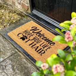 Welcome Doormat - Hope You Like Cat Hair, Funny Pet Lover Entry Rug For Moms Durable Coir Furry Home Decor, Non-Slip Front Porch Mat - thumbnail 2