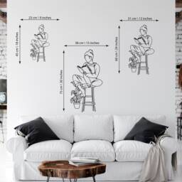 Woman Reading Metal Wall Art Minimalist Line Decor - thumbnail 3