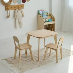 Toddler Table & Chair, Homework Plywood Desk, Montessori Activity&education Furniture, Easter Gift Kid - thumbnail 2