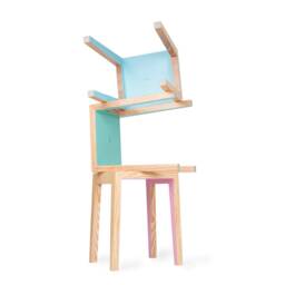 Modern Douglas Fir Accent Stool, Colorful Condo Seating - thumbnail 4