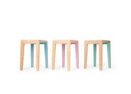Modern Douglas Fir Accent Stool, Colorful Condo Seating - thumbnail 1
