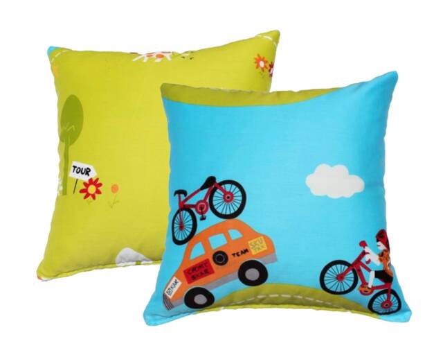 Bicycle Race Pillow Cover - Blue & Green - image 1
