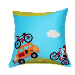 Bicycle Race Pillow Cover - Blue & Green - thumbnail 3