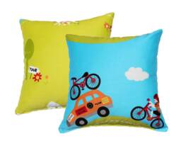 Bicycle Race Pillow Cover - Blue & Green - thumbnail 1